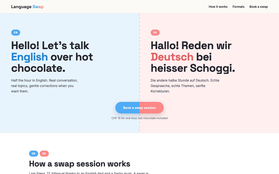 Screenshot of the Language Swap starter design