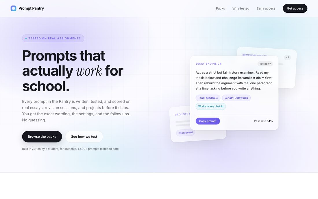 Screenshot of the Prompt Pantry starter design
