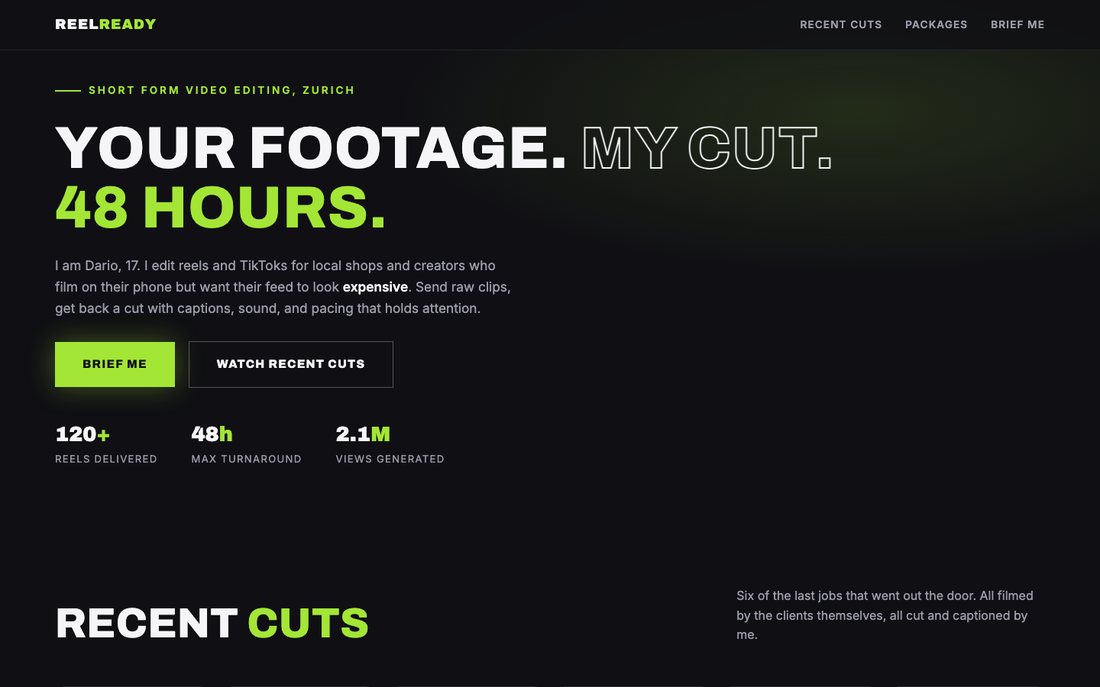 Screenshot of the Reel Ready starter design