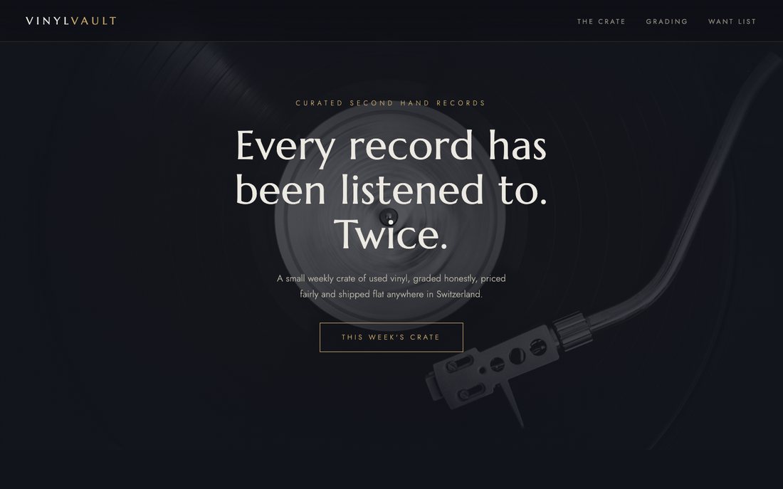 Screenshot of the Vinyl Vault starter design