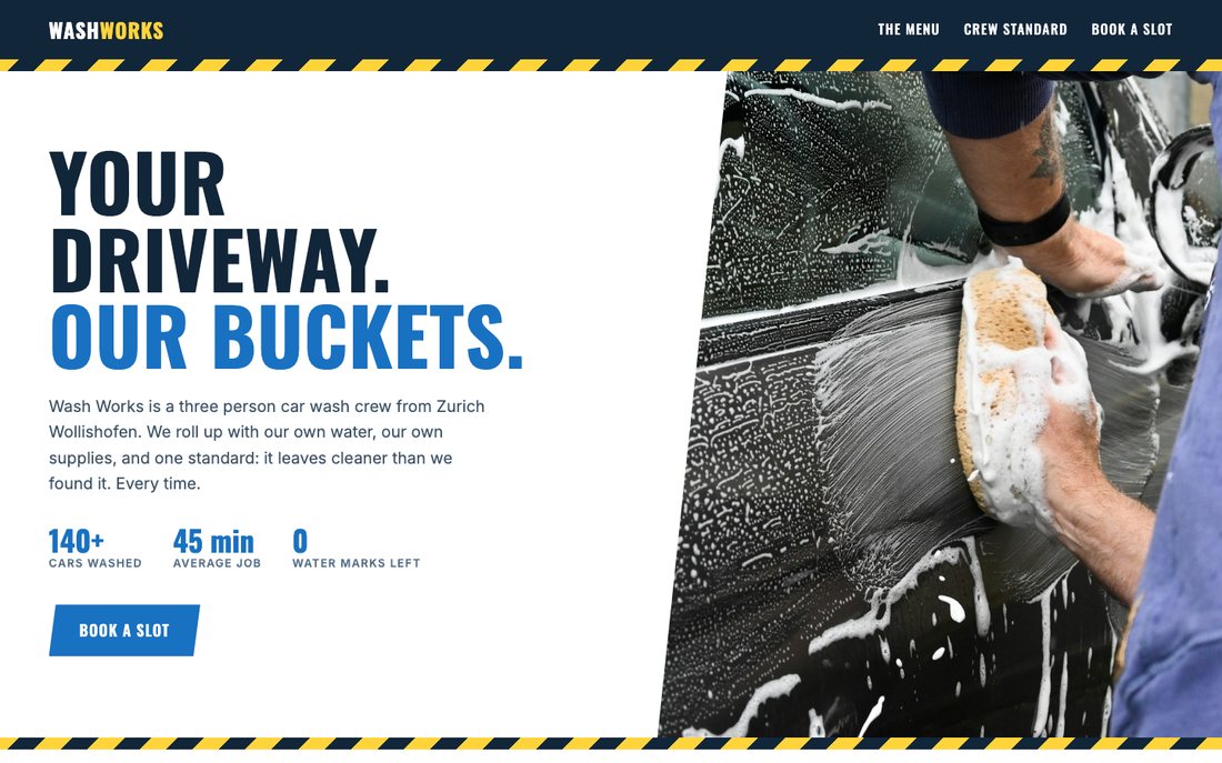 Screenshot of the Wash Works starter design