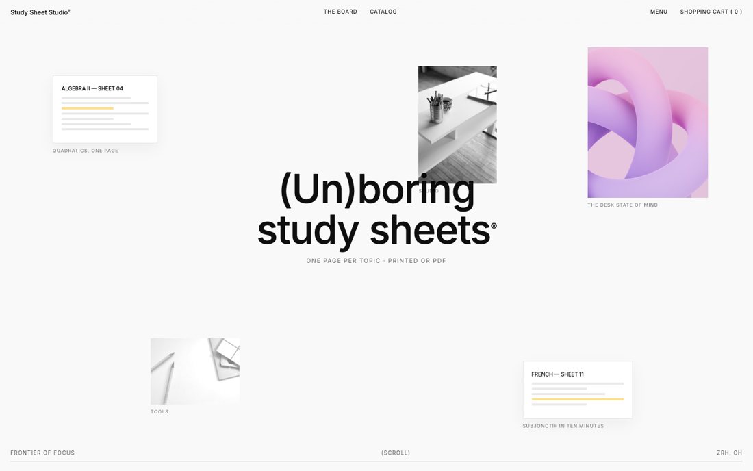 Screenshot of Study Sheet Studio