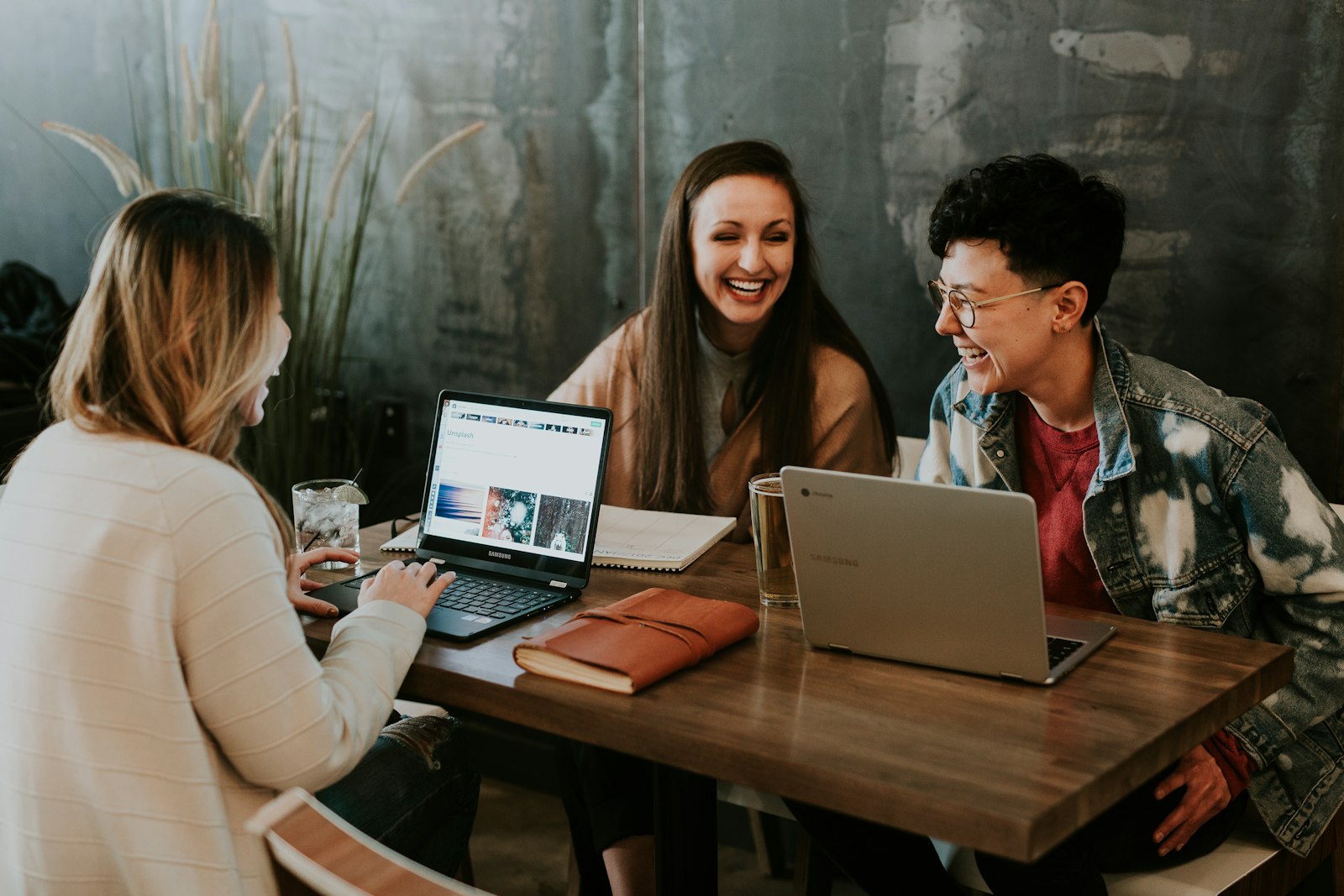 Students working together at a study table