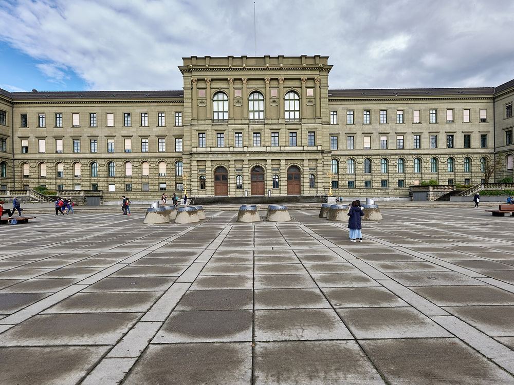 The main building of ETH Zurich seen from the Polyterrasse