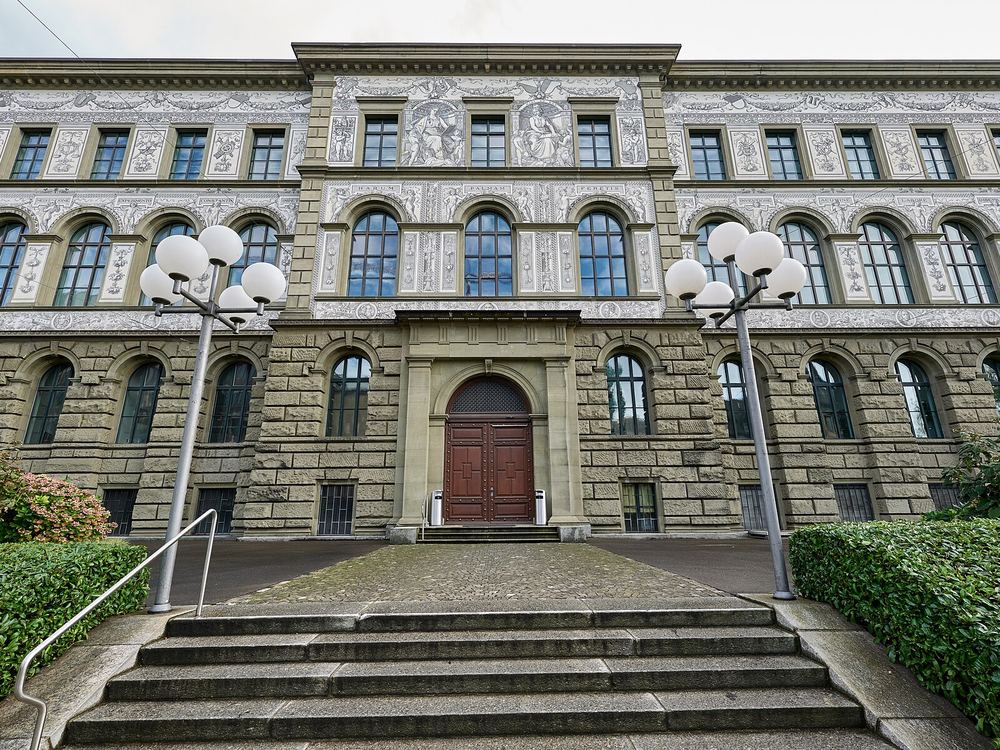 The entrance to the main building of ETH Zurich